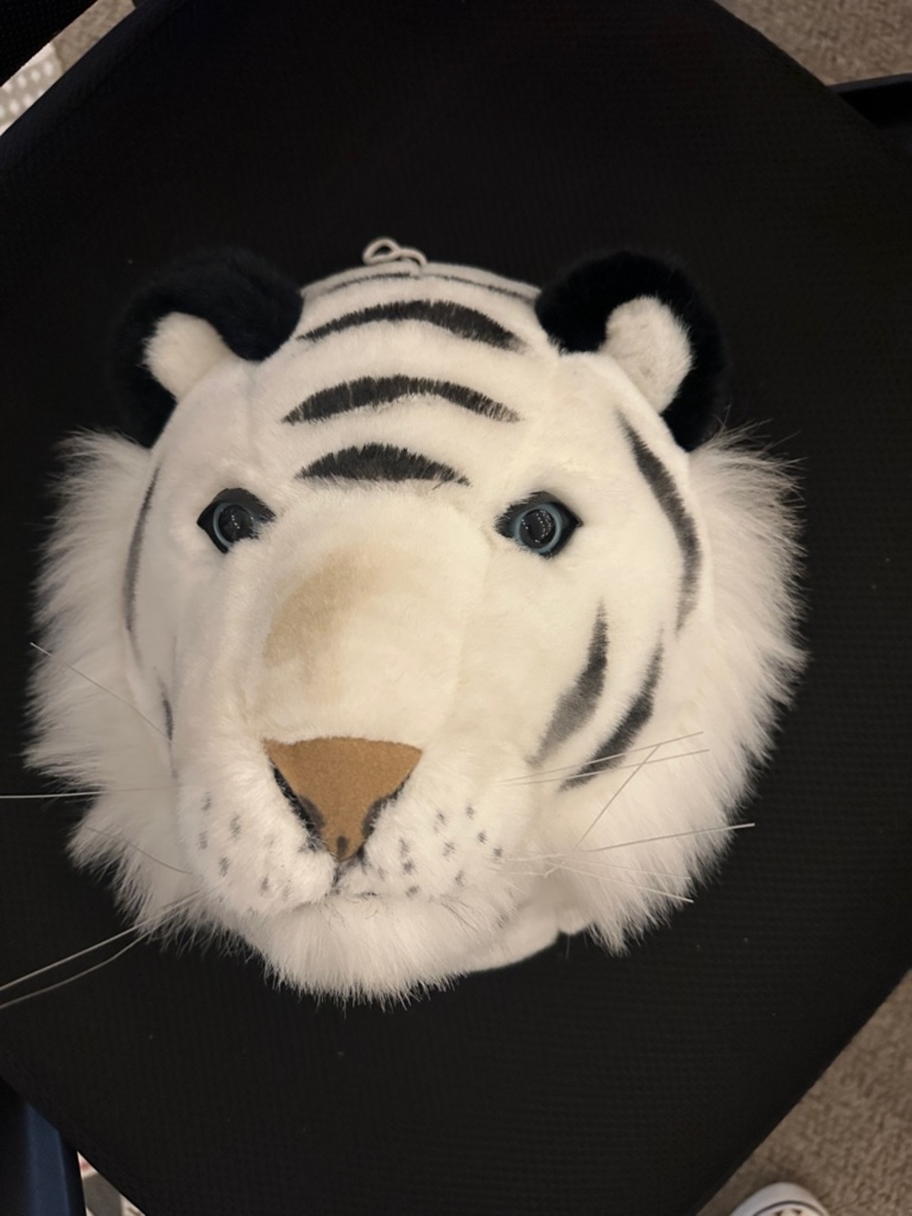 White Tiger Plush Wall Head - Faux Fur Tiger Face